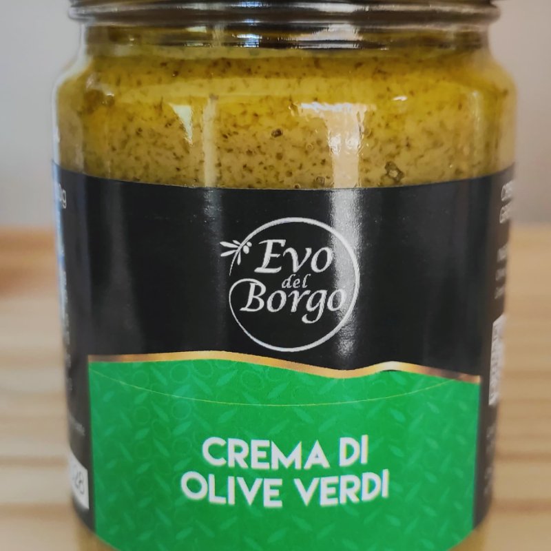 Crema di olive verdi frantoio Evo del Borgo