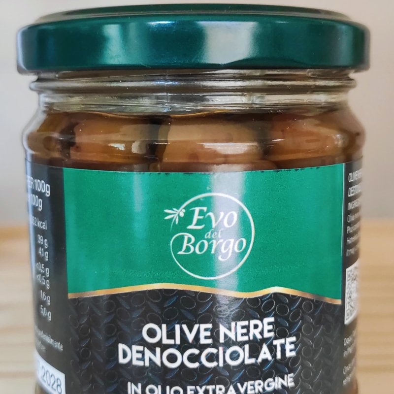 Olive nere denocciolate frantoio Evo del Borgo